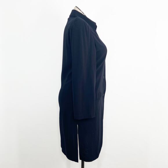 MaxMara Longline Coat Navy Blue Wool Blazer Classic Career Minimalist Size 12 - Picture 3 of 16